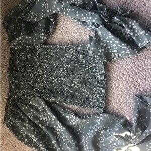 Elegant Gray Polka Dot Women's Top